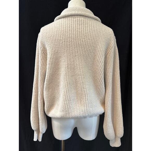 Allie Rose Womens Textured Knit Pullover Sweater With Quarter Zip & Kangaroo Poc - Picture 3 of 4